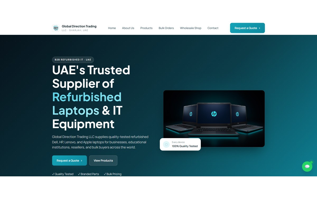 Global Direction Trading — B2B refurbished IT supplier website built by The Web Makers