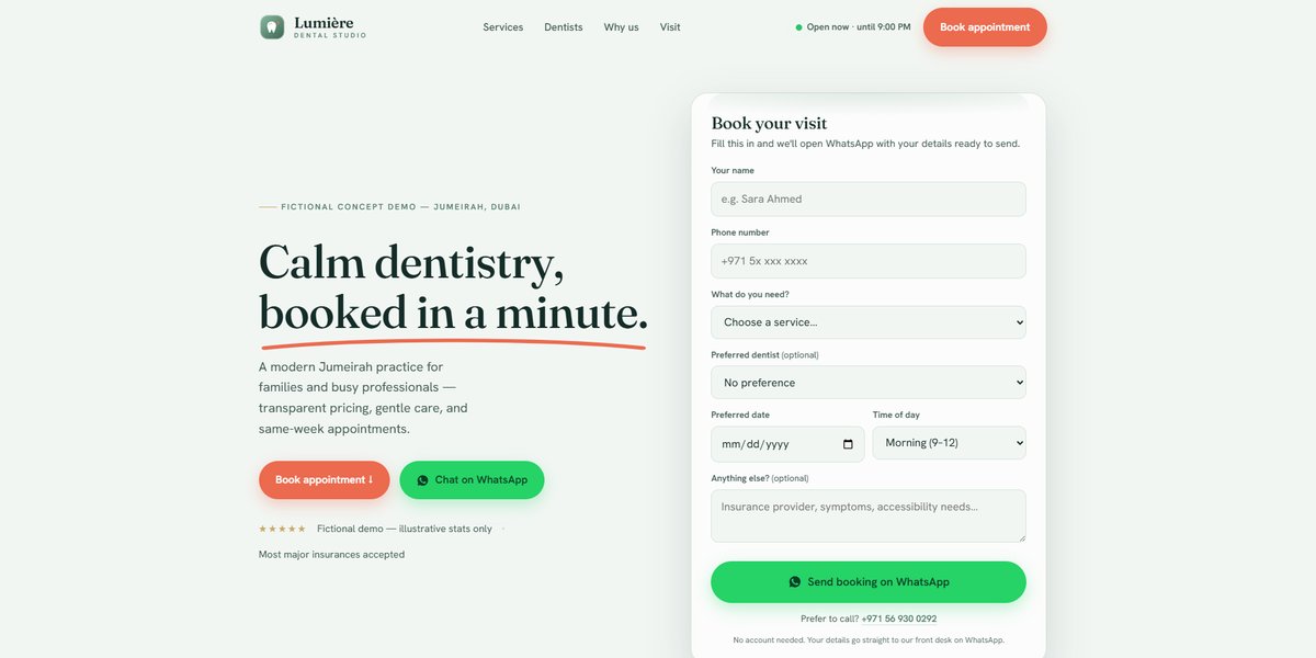 Lumière Dental Studio website design preview